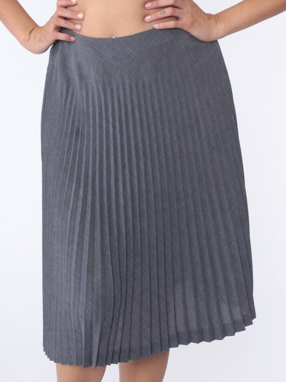 International Concepts Gray Pleated Loose Fit Midi Skirt SZ 4P